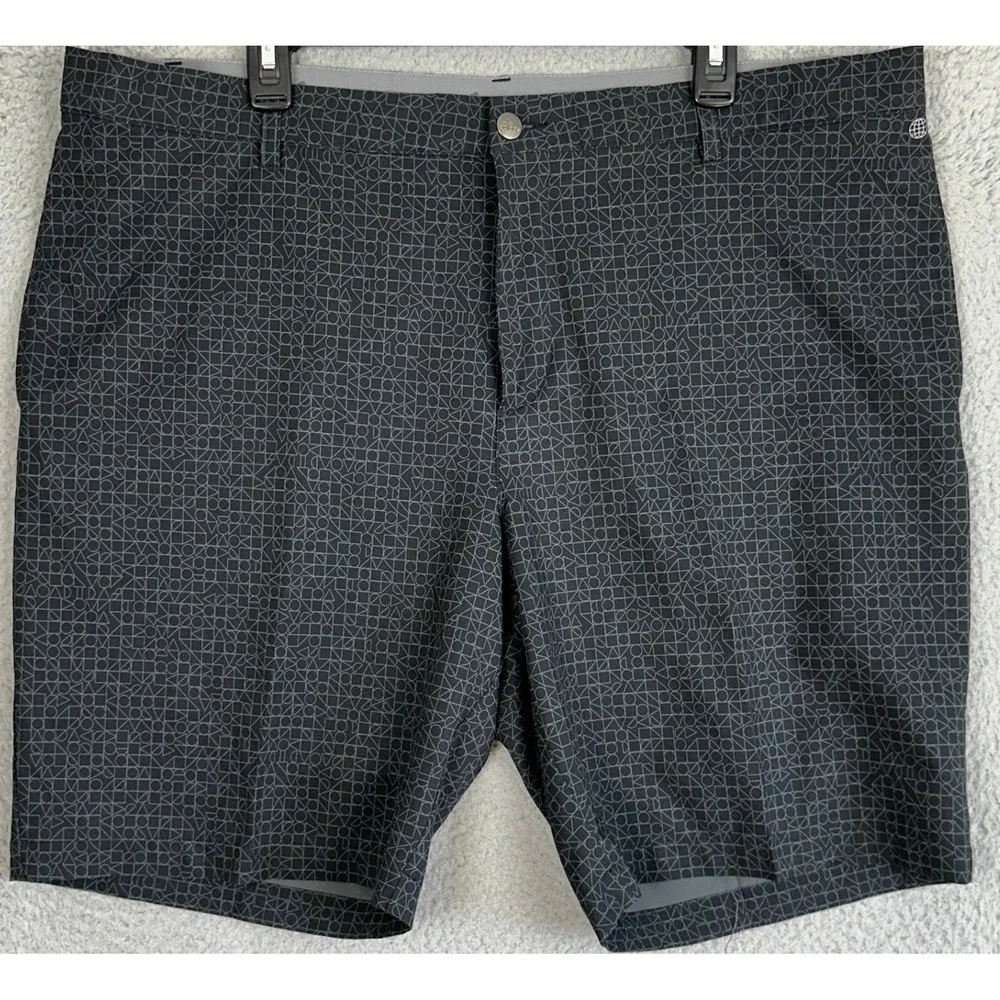 Adidas Shorts Mens 40 Black Geometric Golf Chino Performance Stretch Golfing